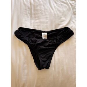 Mossimo Black Ruched Back Bikini Bottom Swimwear Small Low Rise Solid Bottom